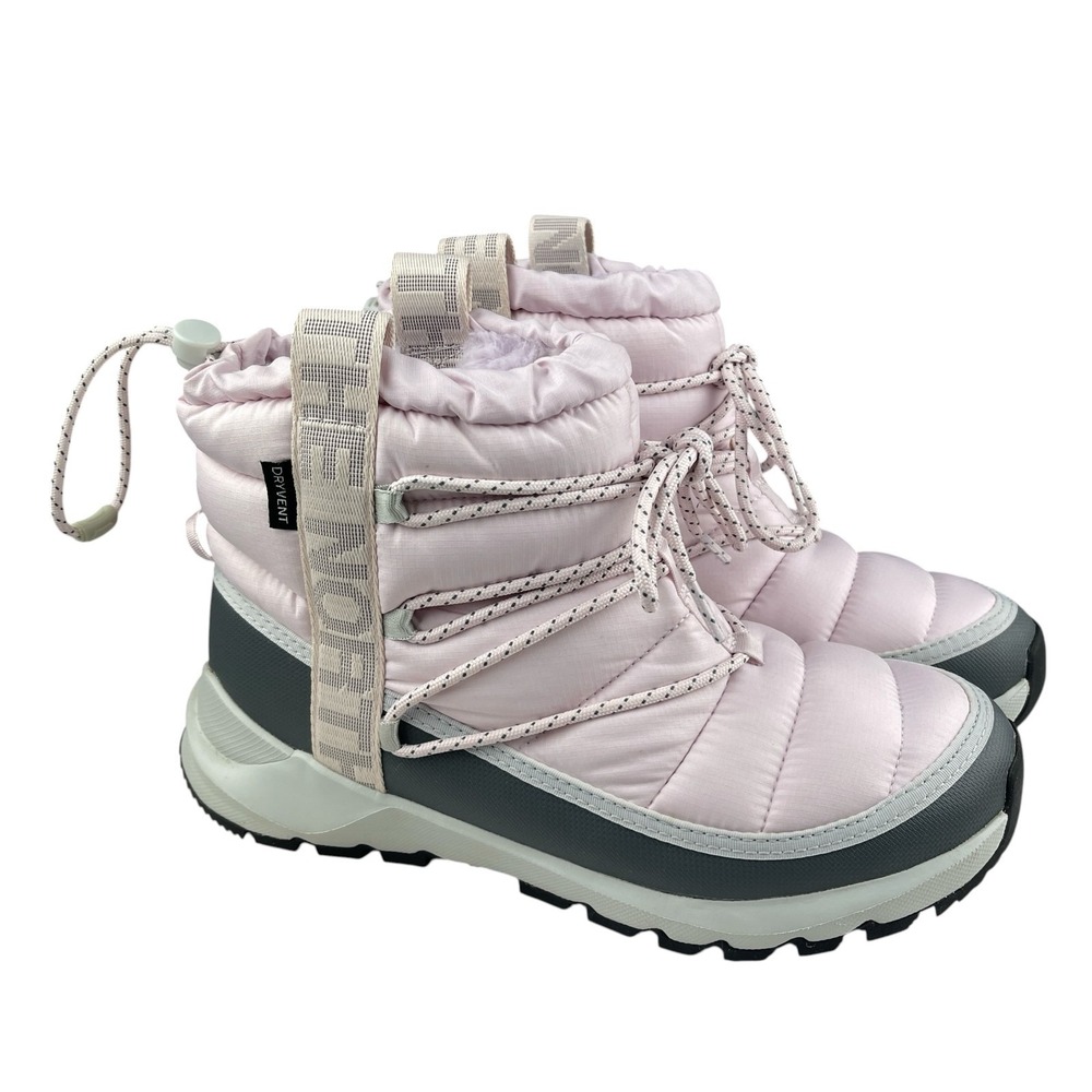 The North Face ThermoBall Women's Winter Boots 9 Pink DryVent Faux Fur Lace Up